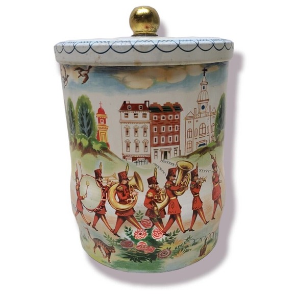 Storage Tin Gay Nineties Lidded Vintage Canister Organization Food Candy Storage - Picture 2 of 7